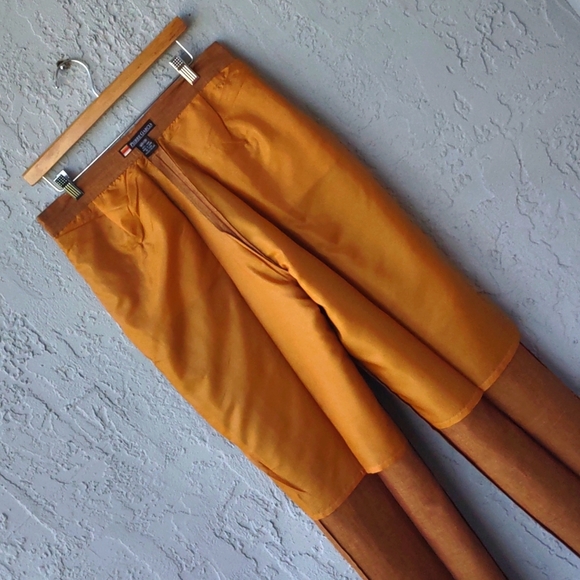 Pierre Garcia Men's Luxury Linen Mustard Color Pleated Trousers - Picture 12 of 17